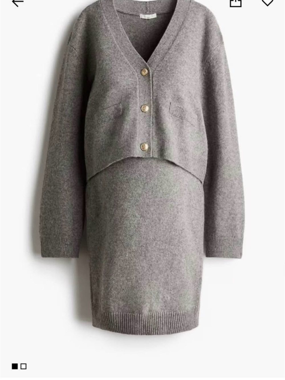 H&M Mama Maternity Cozy Grey Knit Cardigan & Skirt Set